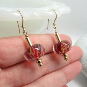 Boro Glass bead earrings on gold